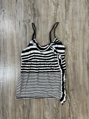 Elle Black and White Striped Tank with Spaghetti Straps